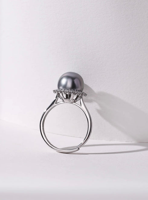 Tahitian Pearl Zirconia Sunflower Ring